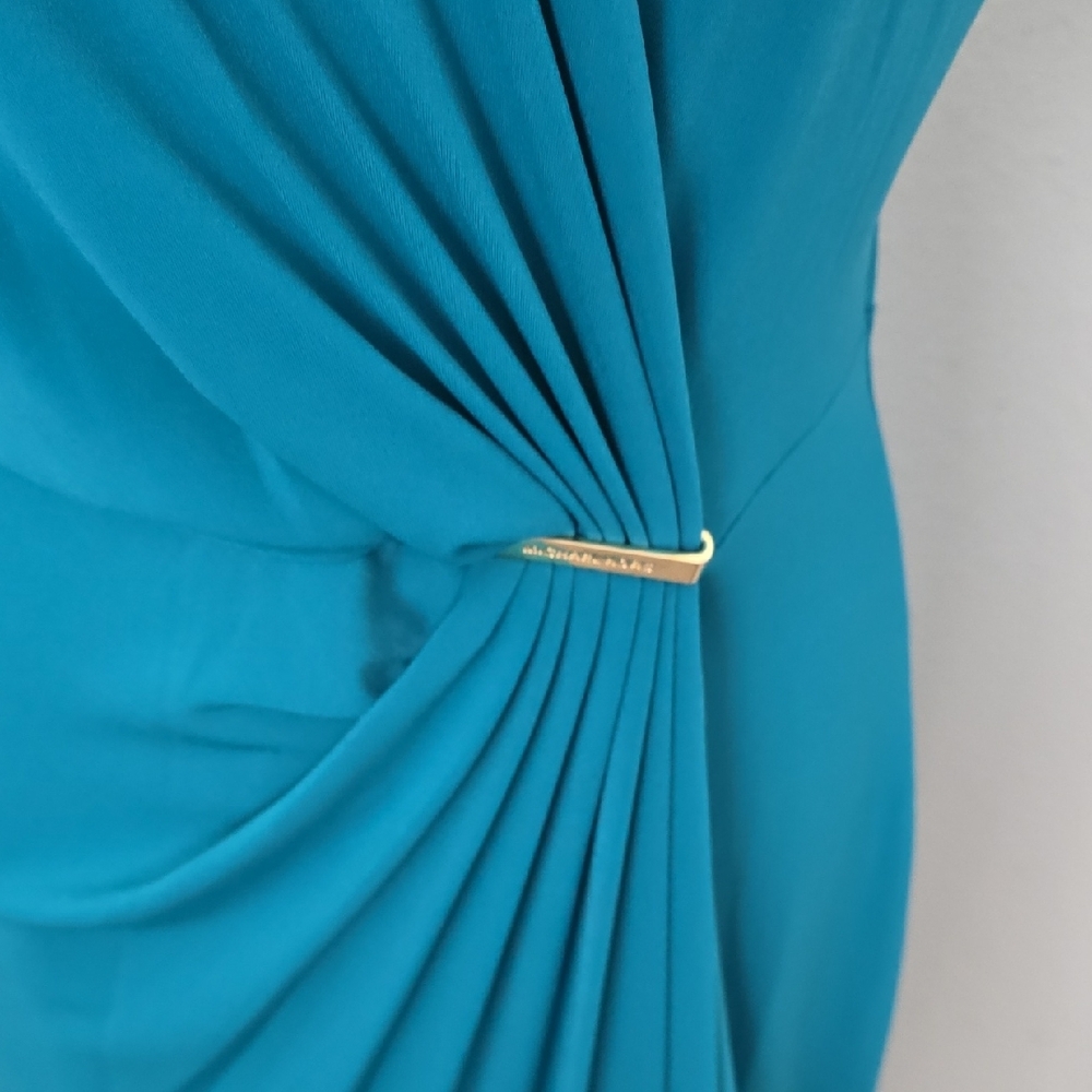 Michael Kors Teal Draped Midi Dress - Picture 2 of 7